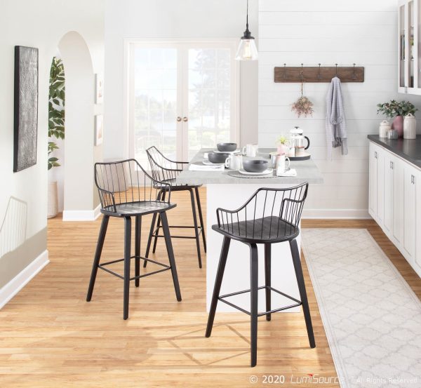 Winston Black Farmhouse Spindle Back 26 Inch Counter Stool 6