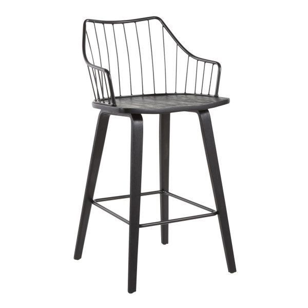 Winston Black Farmhouse Spindle Back 26 Inch Counter Stool 7