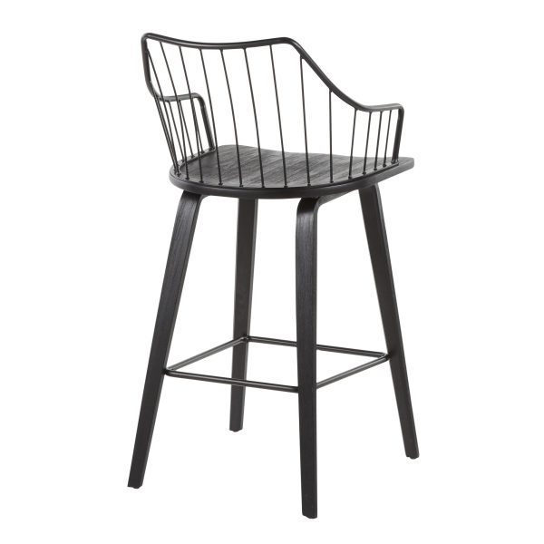 Winston Black Farmhouse Spindle Back 26 Inch Counter Stool 9