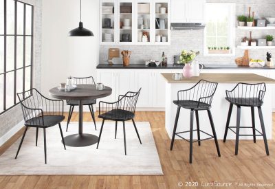 Winston Black Metal and Wood Spindle-Back Farmhouse Accent Chair