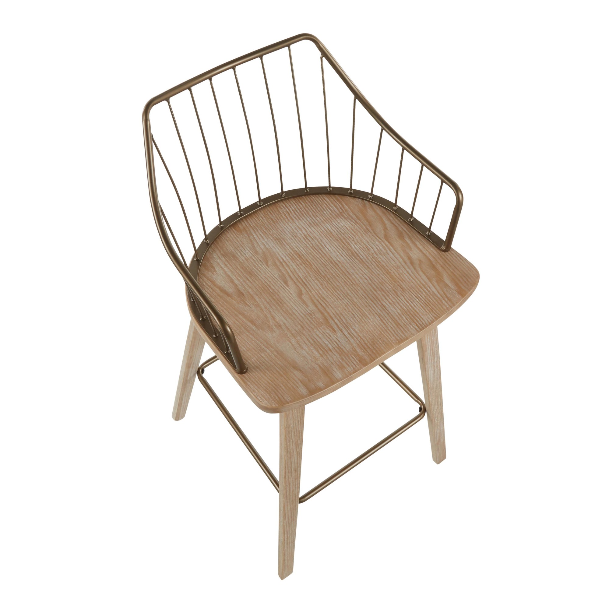 Winston Farmhouse Counter Stool White Washed Wood Antique Copper 14 Winston Farmhouse Counter Stool White Washed Wood Antique Copper - Image 14