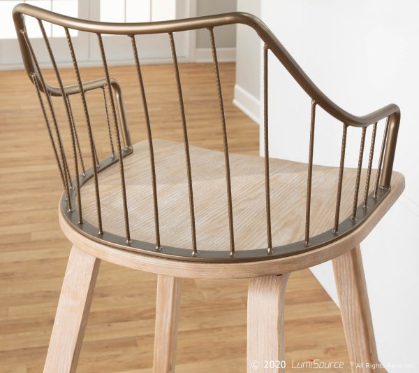 Winston Farmhouse Counter Stool White Washed Wood Antique Copper 4