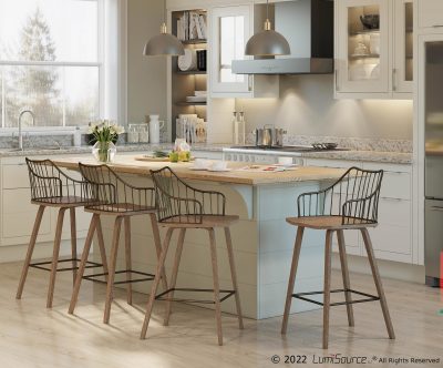 Winston Farmhouse Counter Stool White Washed Wood Antique Copper