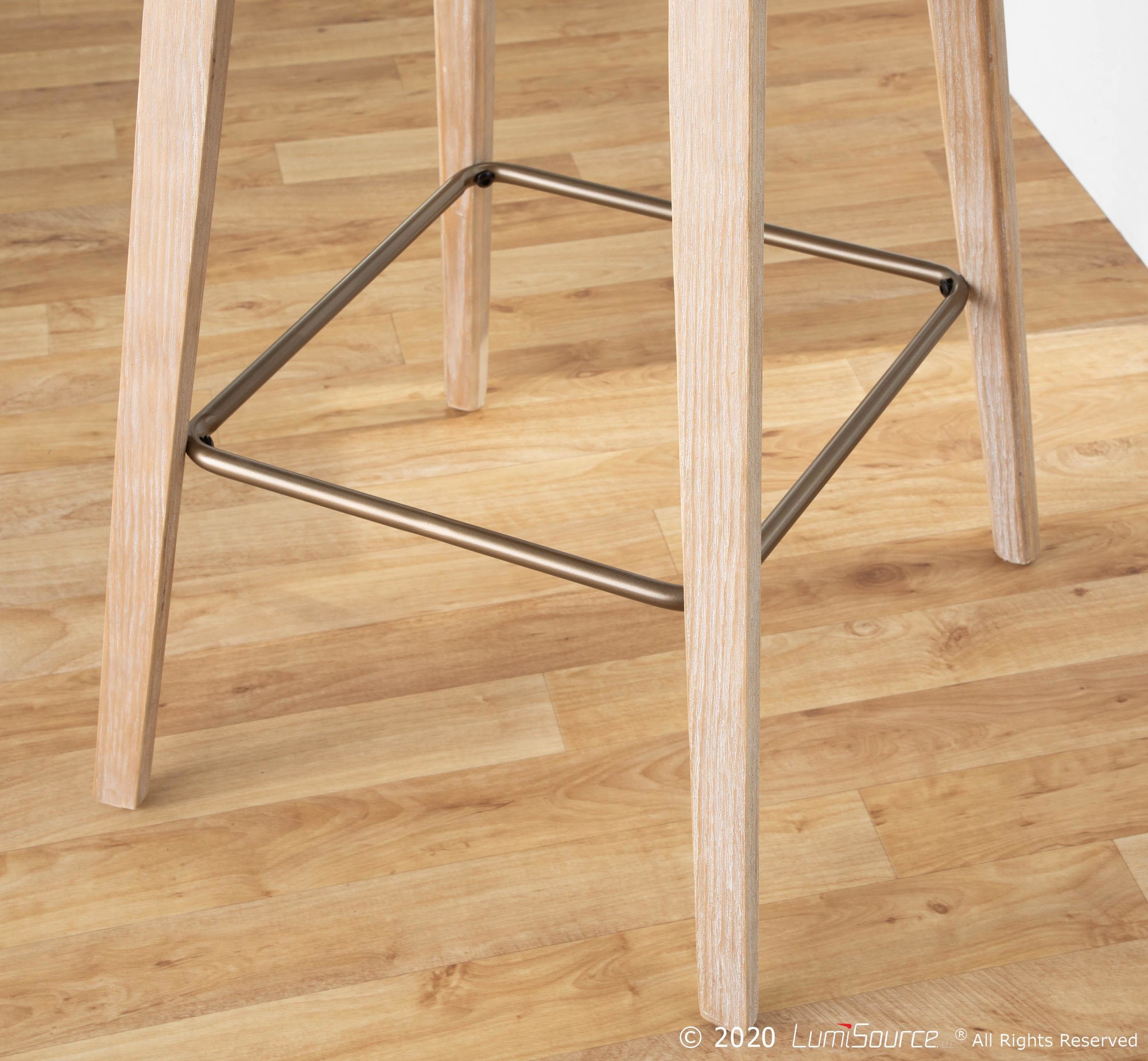 Winston Farmhouse Counter Stool White Washed Wood Antique Copper 6 Winston Farmhouse Counter Stool White Washed Wood Antique Copper - Image 6