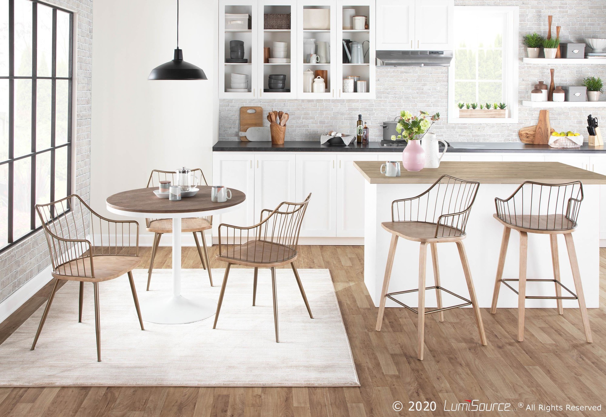 Winston Farmhouse Counter Stool White Washed Wood Antique Copper 7 Winston Farmhouse Counter Stool White Washed Wood Antique Copper - Image 7