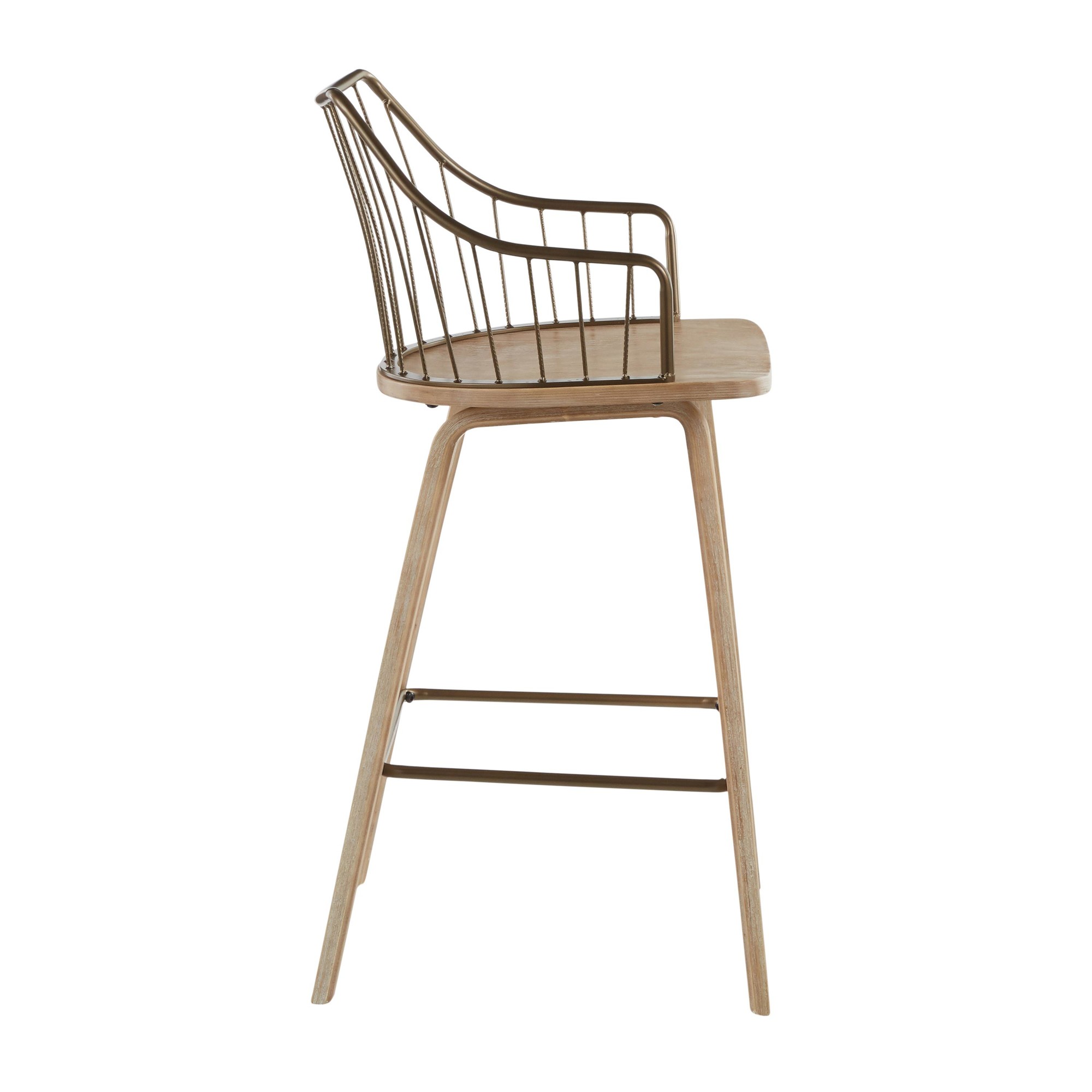 Winston Farmhouse Counter Stool White Washed Wood Antique Copper 10 Winston Farmhouse Counter Stool White Washed Wood Antique Copper - Image 10