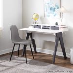 Wishbone Contemporary Grey and White Wood Desk 13 Wishbone Contemporary Grey and White Wood Desk