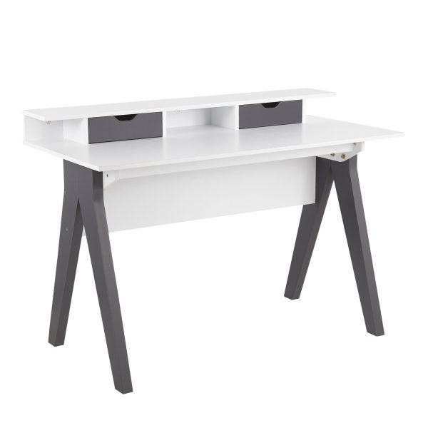 Wishbone Contemporary Grey and White Wood Desk 2