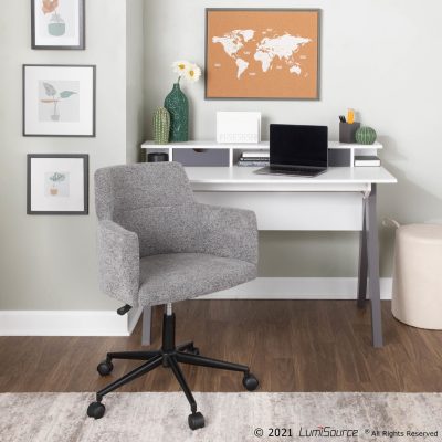 Wishbone Contemporary Grey and White Wood Desk