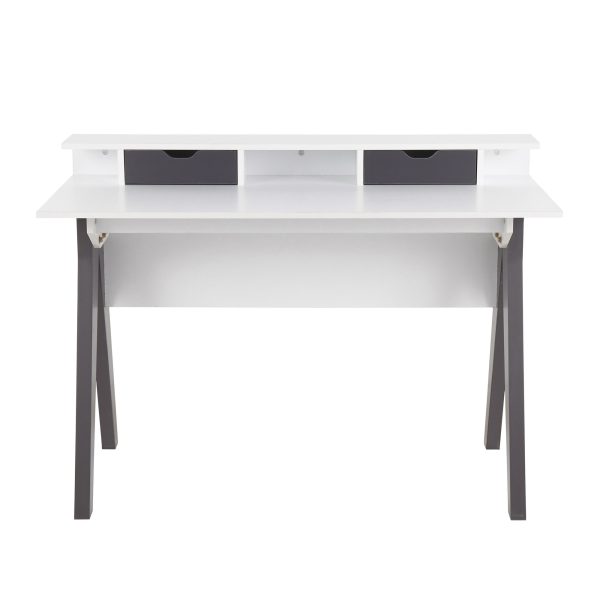 Wishbone Contemporary Grey and White Wood Desk 6