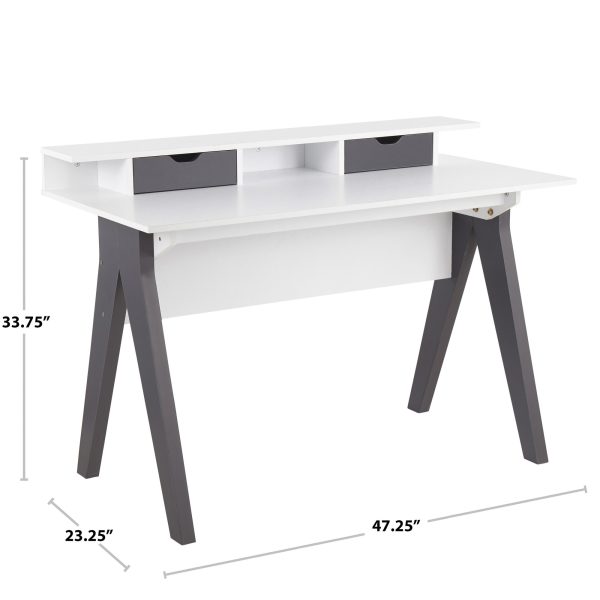 Wishbone Contemporary Grey and White Wood Desk 9