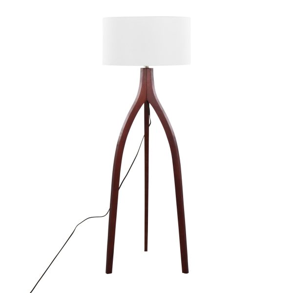 Wishbone Walnut Wood Contemporary Tripod Floor Lamp 6