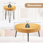 Rustic Wooden Coffee Tables with Metal Legs and Adjustable Pads (Set of 2)