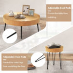 Rustic Wooden Coffee Tables with Metal Legs and Adjustable Pads (Set of 2)