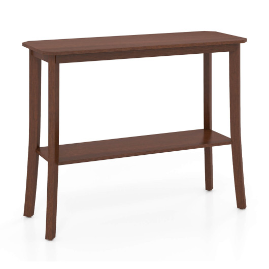Rustic 2 Tier Wooden Console Table with Open Storage Shelf 3 Rustic 2 Tier Wooden Console Table with Open Storage Shelf - Image 3