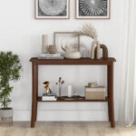 Rustic 2 Tier Wooden Console Table with Open Storage Shelf 9 Rustic 2 Tier Wooden Console Table with Open Storage Shelf