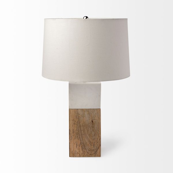 Woodrow 22.3H Light Brown Wood w White Accent Table Lamp 2