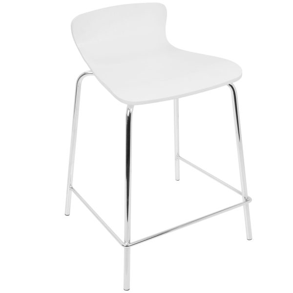 Woodstacker White Contemporary Bentwood Stackable Counter Stools Set of 2 1
