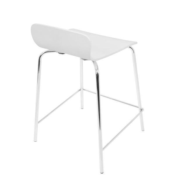 Woodstacker White Contemporary Bentwood Stackable Counter Stools Set of 2 3