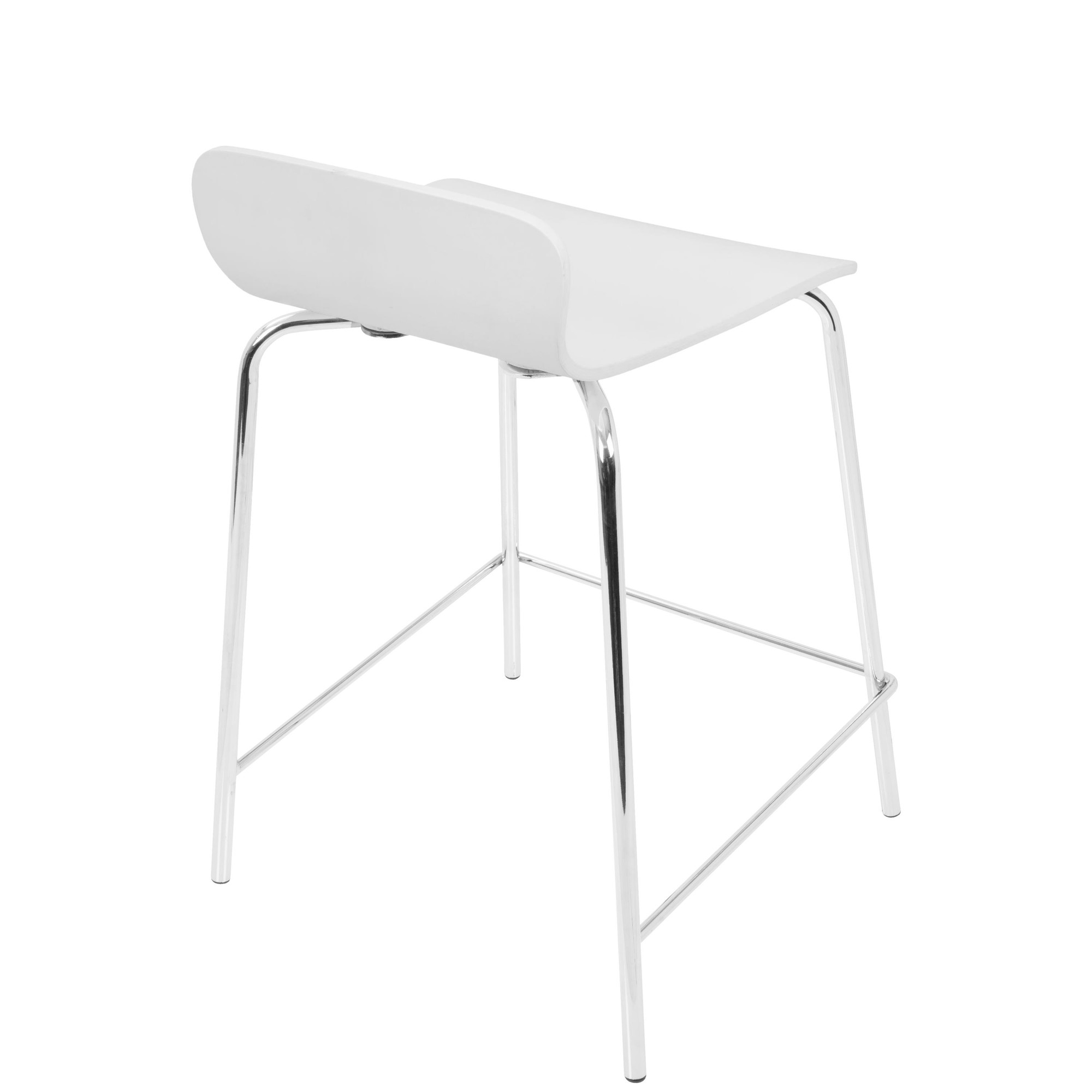 Woodstacker White Contemporary Bentwood Stackable Counter Stools (Set of 2) 4 Woodstacker White Contemporary Bentwood Stackable Counter Stools (Set of 2) - Image 4