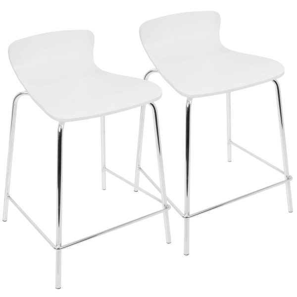Woodstacker White Contemporary Bentwood Stackable Counter Stools Set of 2