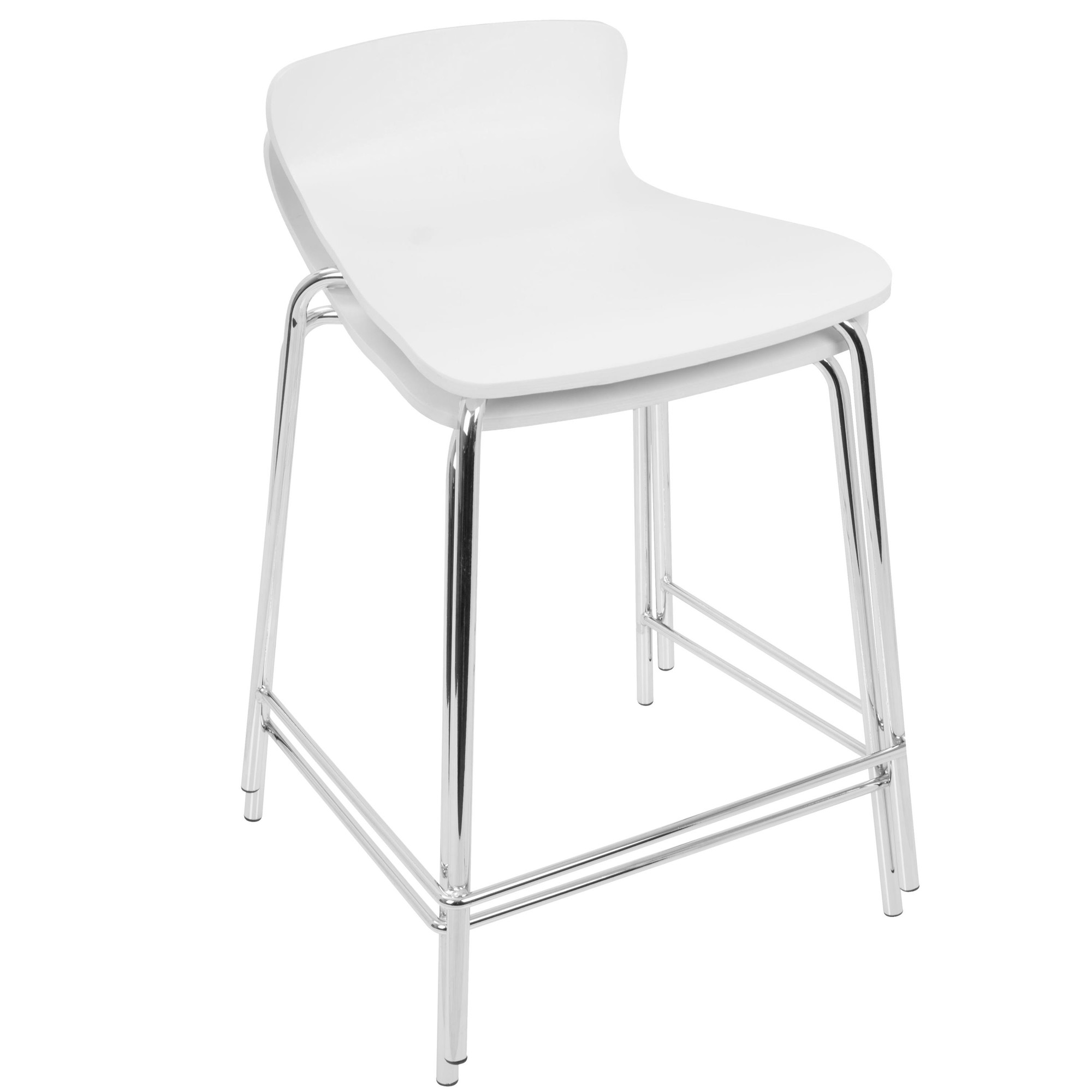 Woodstacker White Contemporary Bentwood Stackable Counter Stools (Set of 2) 8 Woodstacker White Contemporary Bentwood Stackable Counter Stools (Set of 2) - Image 8