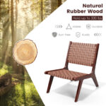 Woven Faux Leather Accent Chair with Ergonomic Wood Frame