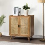 Wyoming Walnut Rattan Door Accent Cabinet with Shelves 6 Wyoming Walnut Rattan Door Accent Cabinet with Shelves