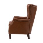 Xaver Brown Genuine Leather Wingback Nailhead Accent Chair 8 Xaver Brown Genuine Leather Wingback Nailhead Accent Chair