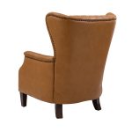 Xaver Camel Genuine Leather Wingback Nailhead Accent Armchair