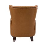 Xaver Camel Genuine Leather Wingback Nailhead Accent Armchair