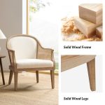Xaver Ivory Farmhouse Rattan Solid Wood Barrel Accent Chair 9 Xaver Ivory Farmhouse Rattan Solid Wood Barrel Accent Chair