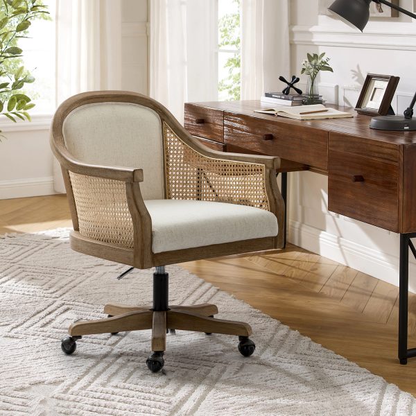 Xaver Ivory Rattan Swivel Adjustable Height Task Chair