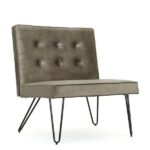 Modern Gray Upholstered Accent Chair with Black Metal Legs 6 Modern Gray Upholstered Accent Chair with Black Metal Legs