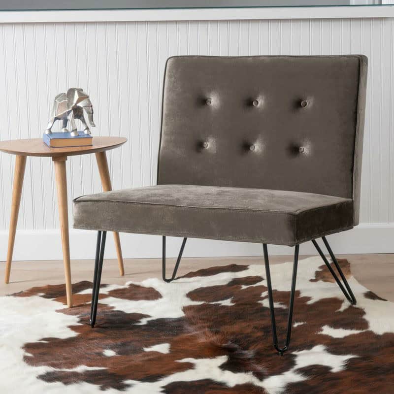 Modern Gray Upholstered Accent Chair with Black Metal Legs 2 Modern Gray Upholstered Accent Chair with Black Metal Legs - Image 2