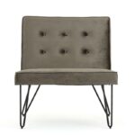 Modern Gray Upholstered Accent Chair with Black Metal Legs 8 Modern Gray Upholstered Accent Chair with Black Metal Legs