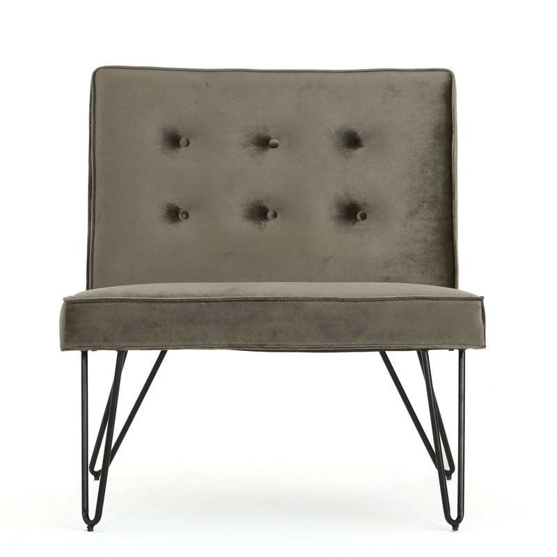 Modern Gray Upholstered Accent Chair with Black Metal Legs 3 Modern Gray Upholstered Accent Chair with Black Metal Legs - Image 3
