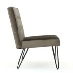 Modern Gray Upholstered Accent Chair with Black Metal Legs 9 Modern Gray Upholstered Accent Chair with Black Metal Legs