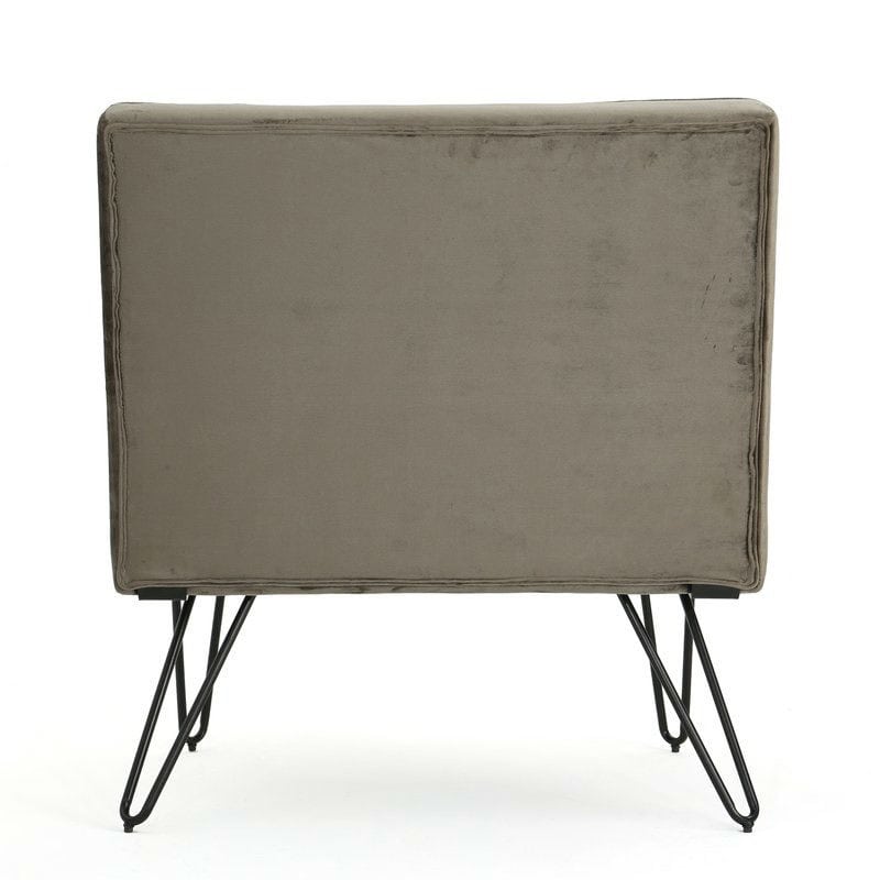 Modern Gray Upholstered Accent Chair with Black Metal Legs 5 Modern Gray Upholstered Accent Chair with Black Metal Legs - Image 5
