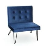 Navy Blue Velvety Upholstered Accent Chair with Black Metal Legs 6 Navy Blue Velvety Upholstered Accent Chair with Black Metal Legs