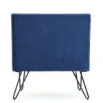 Navy Blue Velvety Upholstered Accent Chair with Black Metal Legs 9 Navy Blue Velvety Upholstered Accent Chair with Black Metal Legs