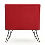 Modern Red Velvet Accent Chair with Black Metal Legs 10 Modern Red Velvet Accent Chair with Black Metal Legs