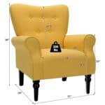 Yellow Tufted Polyester Accent Chair with Espresso Wood Legs 8 Yellow Tufted Polyester Accent Chair with Espresso Wood Legs