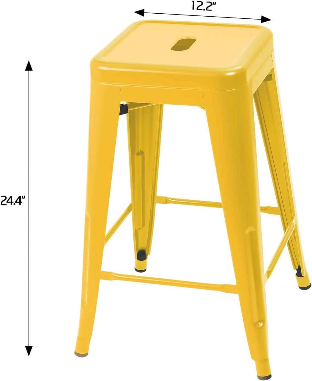 Yellow Metal Stacking Backless Barstools for Indoor Outdoor Use (Set of 4) 5 Yellow Metal Stacking Backless Barstools for Indoor Outdoor Use (Set of 4) - Image 5
