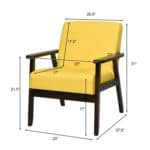 Retro Yellow Linen Accent Chair with Espresso Rubber Wood Frame