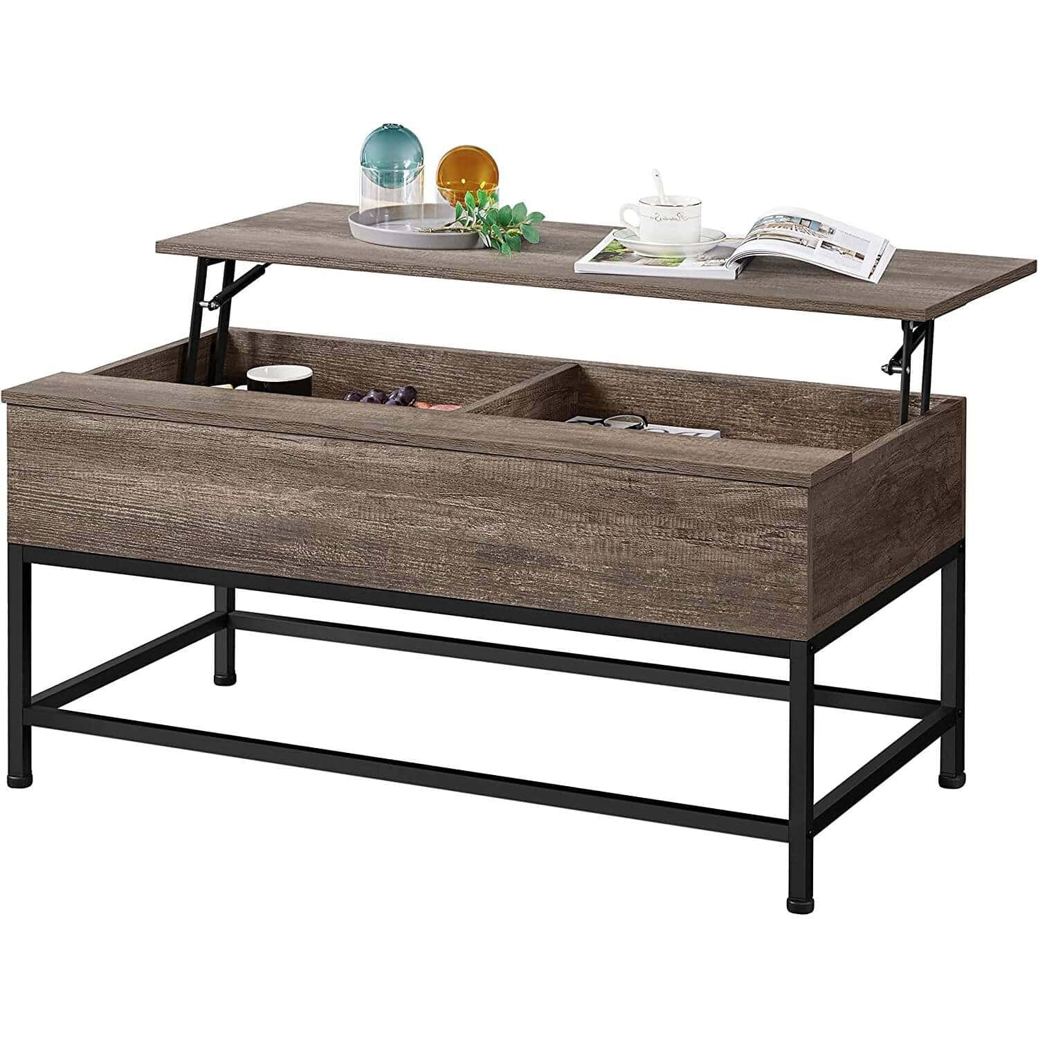 Rustic Industrial Lift Top Coffee Table with Storage Compartment 1 Rustic Industrial Lift Top Coffee Table with Storage Compartment