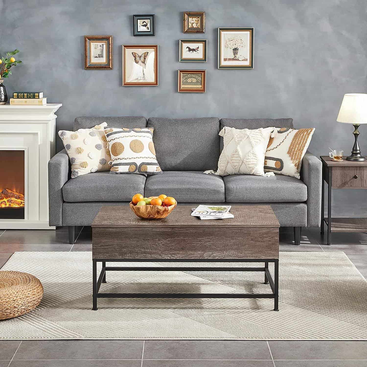 Rustic Industrial Lift Top Coffee Table with Storage Compartment 2 Rustic Industrial Lift Top Coffee Table with Storage Compartment - Image 2