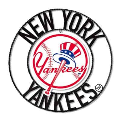 Yankees 24 Inch Wrought Iron Team Logo Wall Art