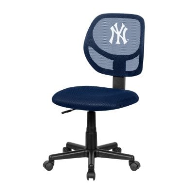 Yankees Armless Mesh Task Chair MLB Licensed Adjustable Height
