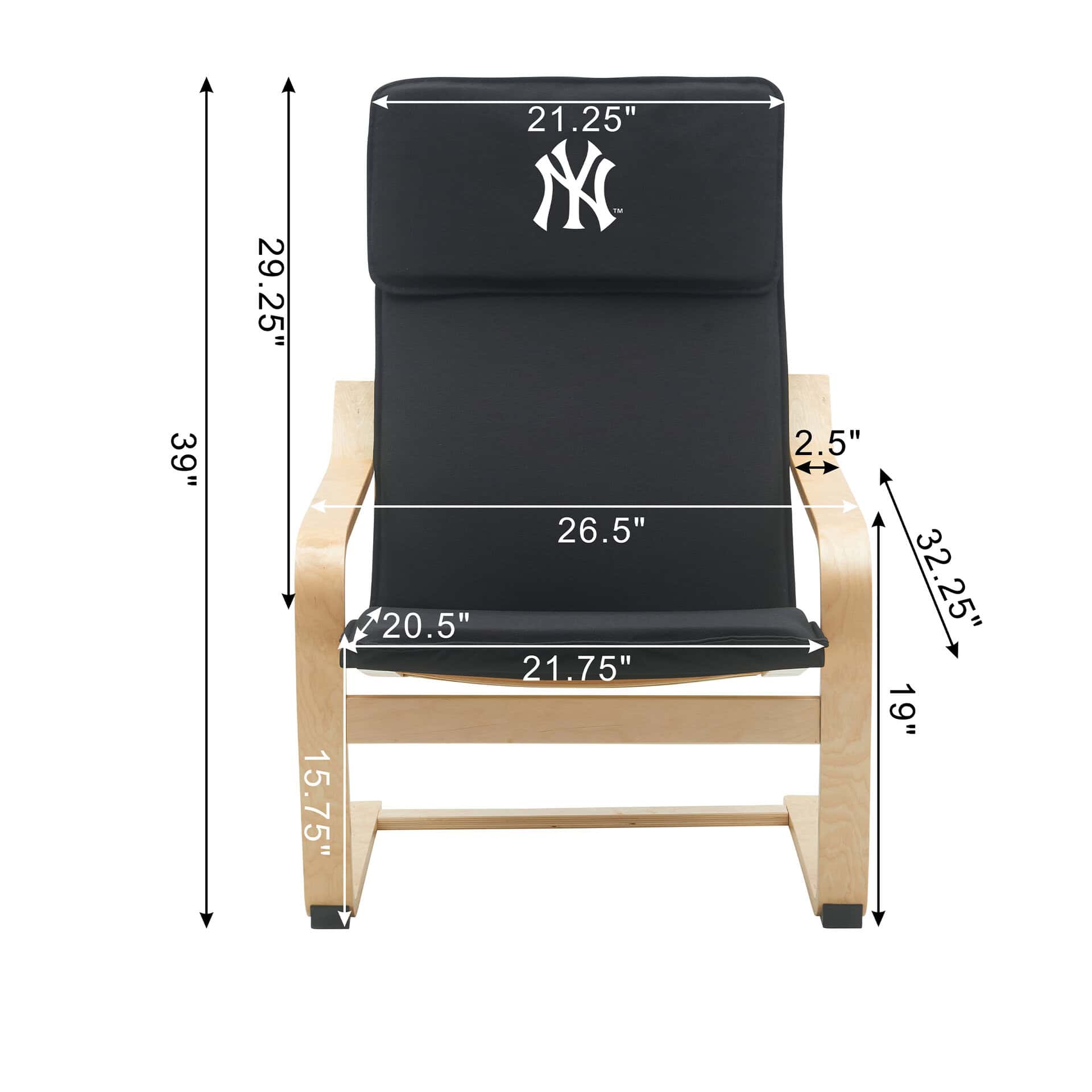 Yankees Bentwood Accent Chair MLB Licensed Birch Wood Frame 3 Yankees Bentwood Accent Chair MLB Licensed Birch Wood Frame - Image 3